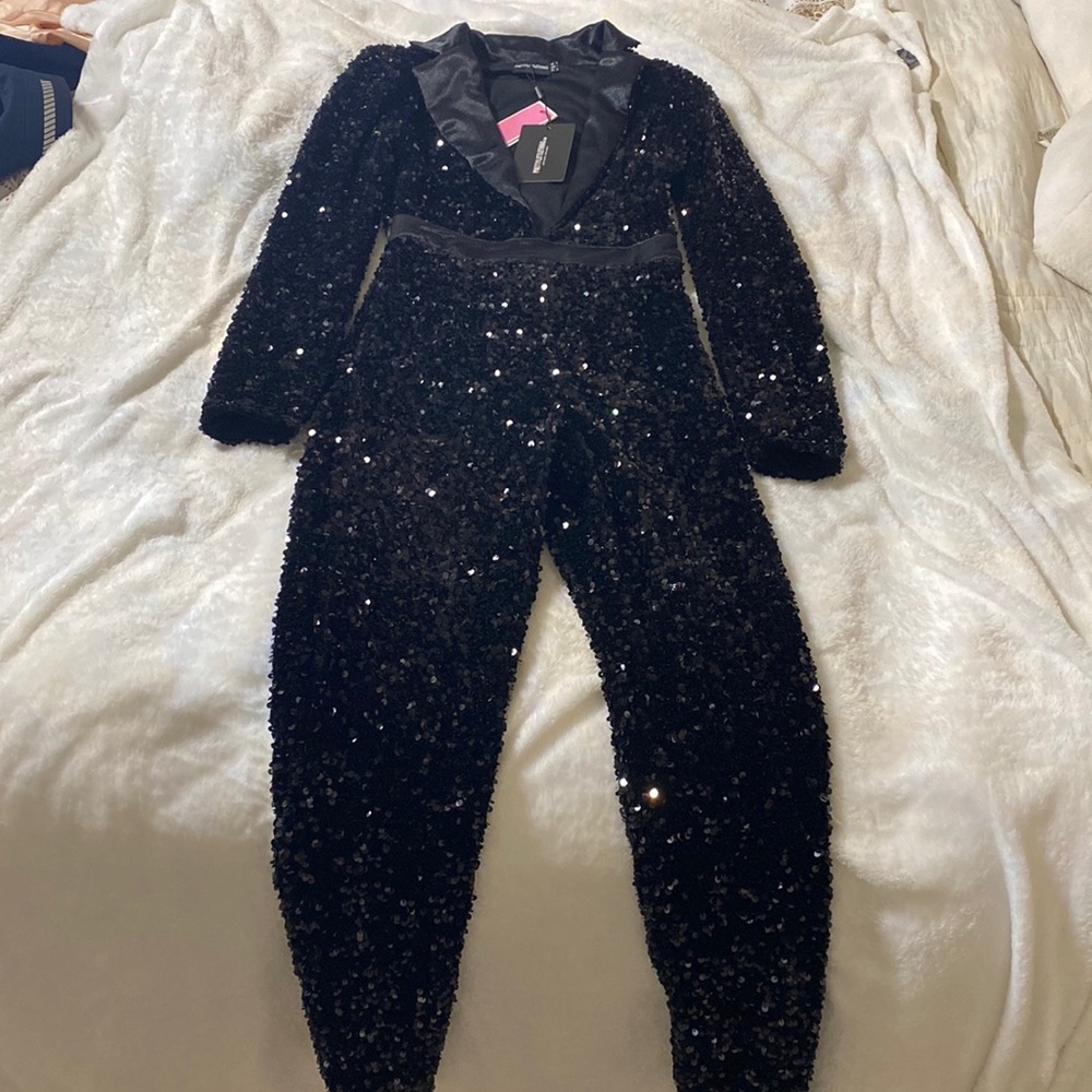 Black sequin jumpsuit